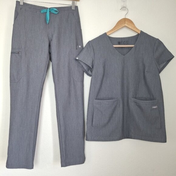 Figs Set Graphite Cusco Top & Yola Skinny Scrub Pants XS & XS/P - Picture 1 of 16